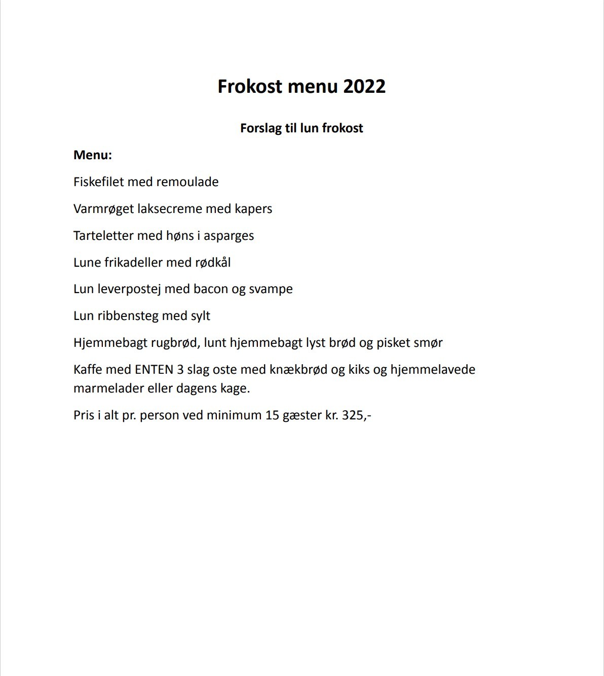 frokost menu 2022