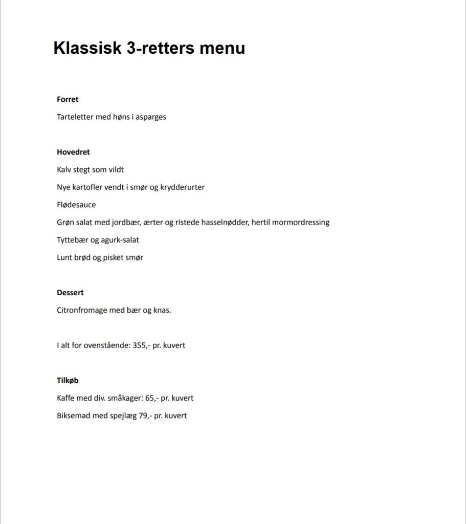 Billede af Klassisk 3-retters menu